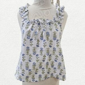 Floral Ruffle Trim Women Top